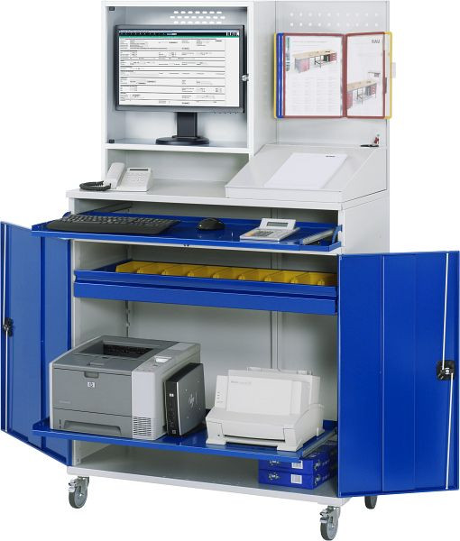 RAU computerkast - model 69, B1100 x D520 x H1895 mm, monitorbehuizing B650 x D250 x H710 mm, 07-1100-M69-MG2F.11