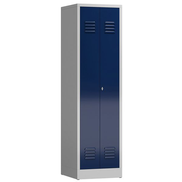 Lüllmann ClassiX multifunctionele locker, 2 compartimenten, 1800 x 500 x 500 mm, lichtgrijs/gentiaanblauw, X-510701