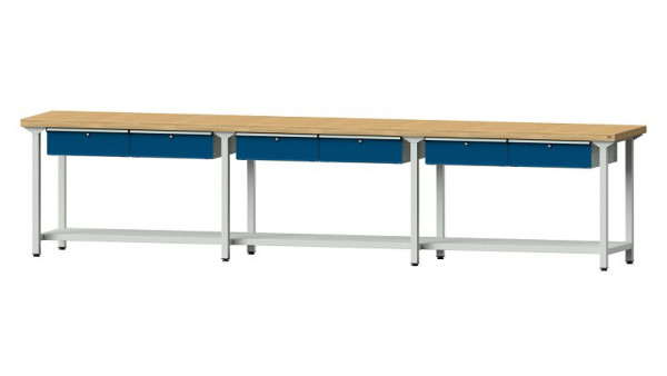 ANKE werkbanken werktafel, model 105, 4050 x 700 x 900 mm, RAL 7035/5010, BMP 50 mm, 400.519
