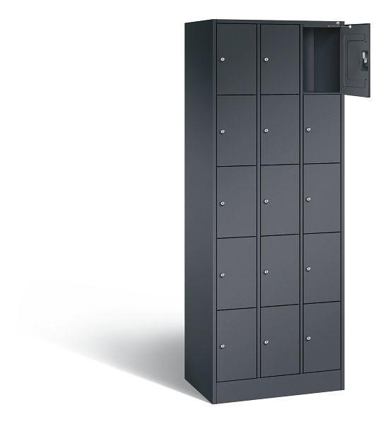 C+P lockerkast serie 8070, H1950xB680xD480mm, kleur: zwart-grijs, 80700-30 S10020