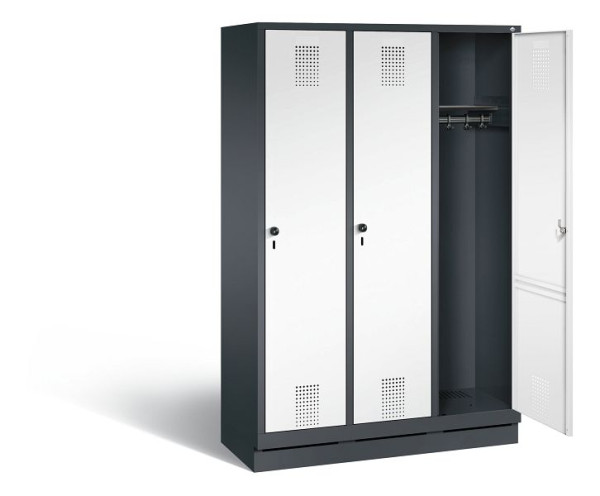 C+P garderobekast Evolo, H1800xB1200xD500mm, kleur: zwartgrijs / verkeerswit, 48020-32 S10690