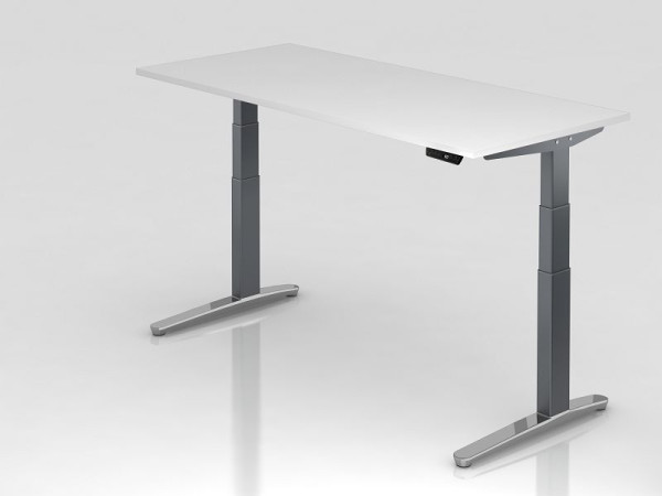 Hammerbacher elektrisch zit-sta bureau 180x80cm wit/grafiet, gepolijst, rechthoekige vorm, VXBHM19/W/GC