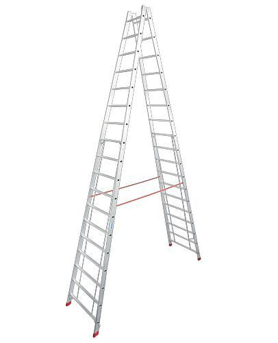 Krause sporten dubbele ladder, aluminium, 2 x 18 sporten, 257480
