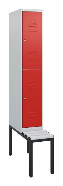 C+P dubbeldekskast Classic PLUS, 1950x300x815mm, 7035/3020, cilindersloten, met zitbank eronder, 0803505-10 S10077