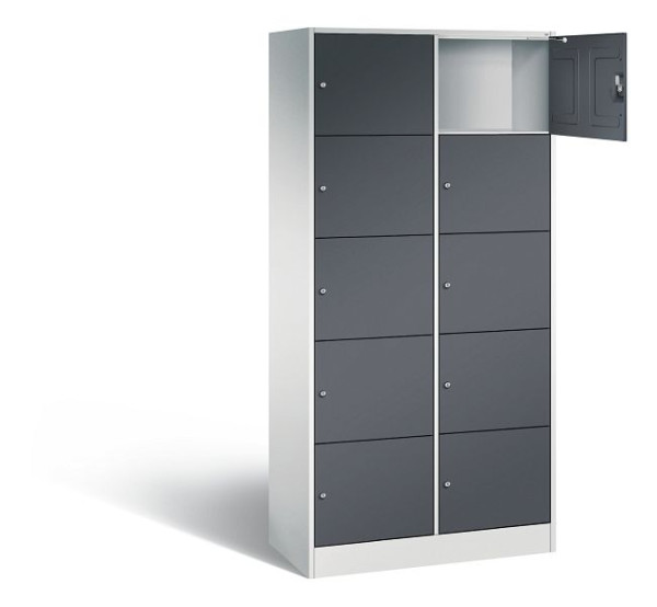 C+P lockerkast serie 8070, H1950xW900xD480mm, kleur: lichtgrijs / zwartgrijs, 82700-20 S10089