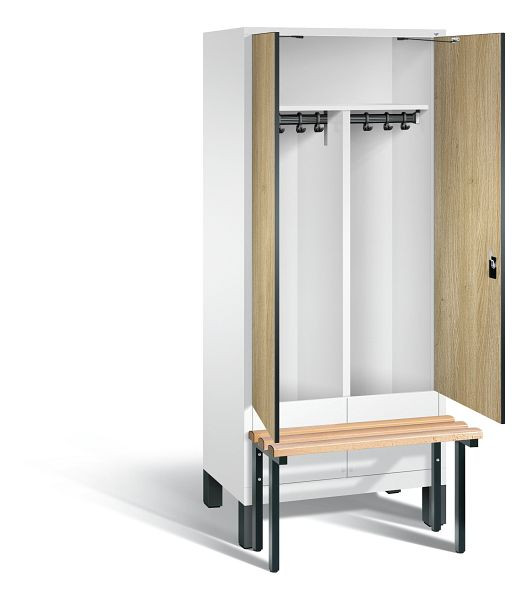 C+P zwart wit kastje Evolo, H1850xW810xD815mm, kleur: verkeerswit / decor eiken Sereno, 48032-22 S10092