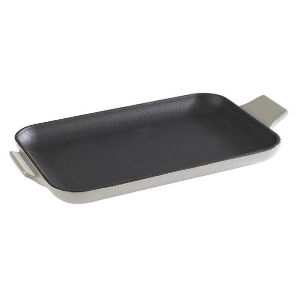 APS serveerpan -CAST IRON-, 20 x 13 cm, hoogte: 2 cm, gietijzer, geëmailleerd, binnenkant: zwart, buitenkant: grijs, glanzend, 88224