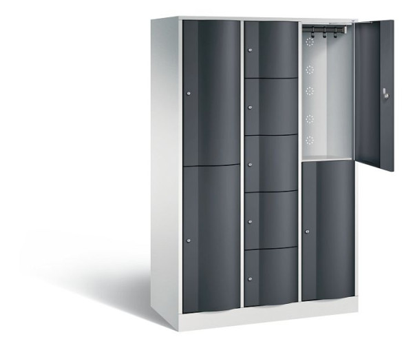 C+P combinatie lockerkast Resisto, H1950xB1148xD540mm, kleur: lichtgrijs / zwartgrijs, 8070-3720 S10030
