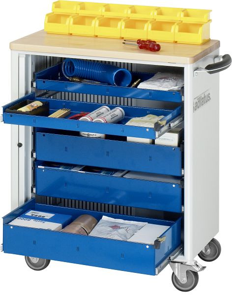 RAU gereedschapswagen serie adlatus model 7260, B725 x D400 x H860 mm, inclusief massief beukenhouten werkblad, 02-7260B.11