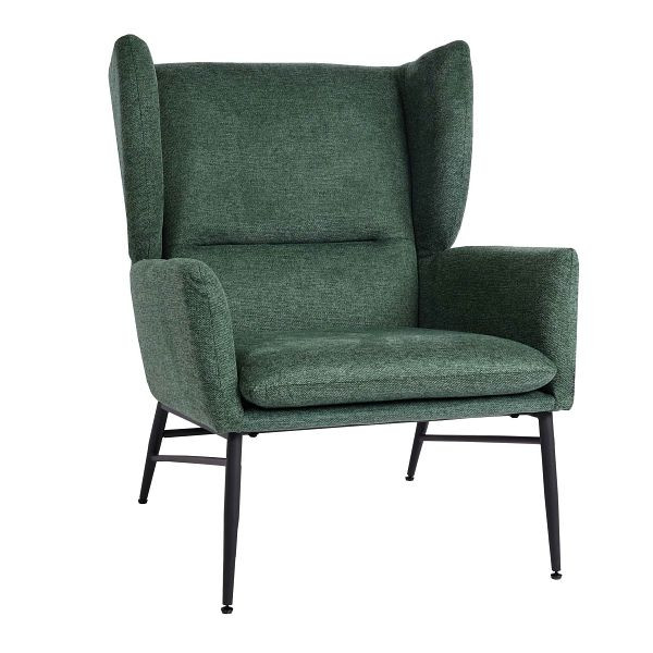 Mendler fauteuil HWC-L62, oorfauteuil, cocktailstoel, fauteuil, gestoffeerde stoel, stof/textiel metaal, groen, 117258