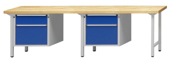 ANKE combinatie werkbank 2 werkstations; 2800x700mm; Links 1 onderkast 660x615x600 mm, 2 laden 180, 360 mm