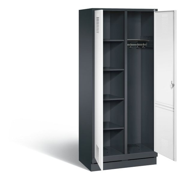 C+P reinigingsmiddelenkast Evolo, H1800xW810xD500mm, kleur: zwartgrijs / verkeerswit, 48160-22 S10118