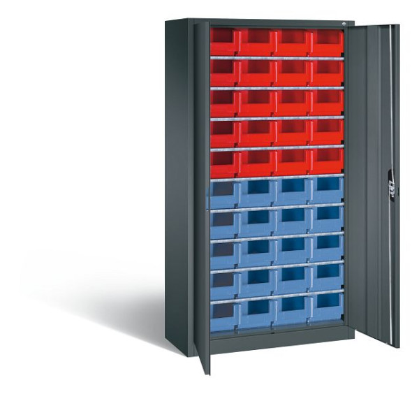 C+P tijdschriftenkast serie 13, H1980xB1000xD420mm, kleur: antracietgrijs, verzonken handgreep, 133144-24 S10110