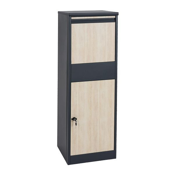 Mendler pakketbus HWC-G80, pakketbus staande brievenbus pakketbrievenbus maat XL, gegalvaniseerd antraciet, licht houtlook, 83551