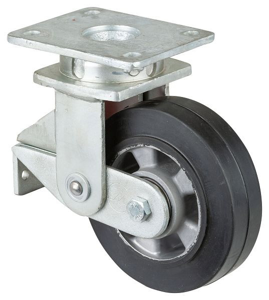 BS-wielen Geveerde zwaarlastwielen, breedte 50 mm, Ø160 mm, tot 300 kg, zwarte elastische banden, aluminium wiellichaam, kogellagers, T100.B80.160