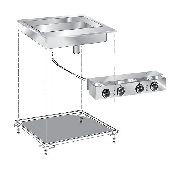 Gastro-Inox drop-in multifunctionele steelpan, 60cm met aansluitdoos, 160.552