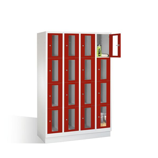 C+P lockerkast Classic, H1800xB1190xD500mm, kleur: lichtgrijs/robijnrood, 8020A404 S10001