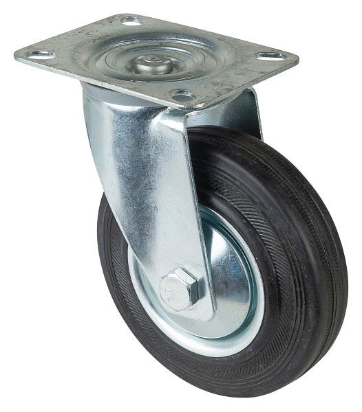 BS-rollen transportrol, wielbreedte 37 mm, wiel-Ø 125 mm, draagvermogen 100 kg, stalen velg, rollager, plaat, VE = 4 stuks, L400.B55.126