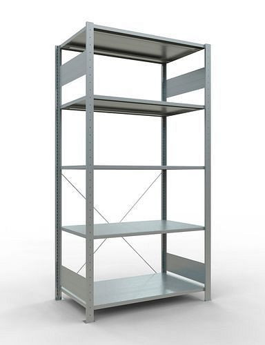 Schulte legbord, basisveld, 5 opbergniveaus, kruisschoor, vakbelasting 150 kg, 1060 x 636 x 2000 mm, 278699