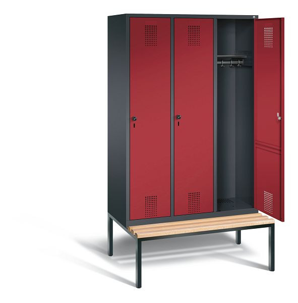 C+P garderobekast Evolo, H2090xB1200xD815mm, kleur: zwartgrijs / robijnrood, 48050-32 S10006