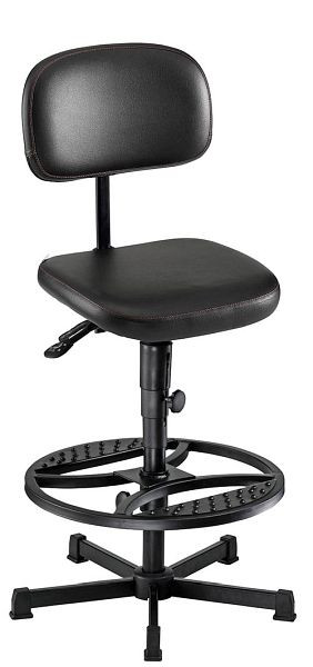 Bedrunka + Hirth industriële draaistoel met vloerglijders en voetring, zithoogte 690 - 930 mm, zitting: PU zwart, 05.94.43