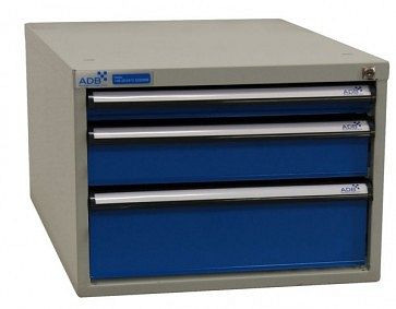 ADB ladekast met drie laden, buitenafmetingen van de behuizing HxBxD 400 mm x 535 mm x 700 mm, behuizing lichtblauw, 52541