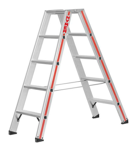 HYMER trap, van beide zijden toegankelijk, 2x5 treden, lengte 1,30 m, stahoogte: 0,69 m, 802410