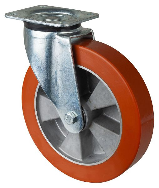 BS Rollen Zwaarlastwiel, breedte 50 mm, Ø250 mm, tot 1000 kg, polyurethaan gegoten 95 Shore A, wiellichaam aluminium, kogellagers, L600.B90.250