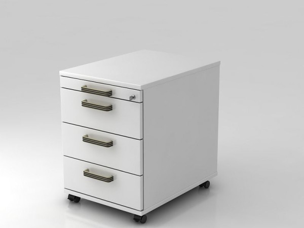 Hammerbacher rolcontainer 58cm, 3 laden, slotlijstgreep wit, 42,8x58x59 cm, 1/3/3/3 HE, VAC30/W/W/SG