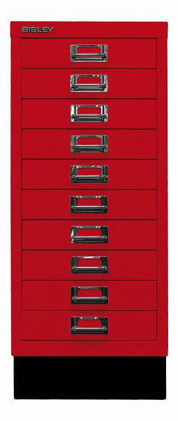 Bisley MultiDrawer™, 29-serie met onderstel, DIN A4, 10 laden, kardinaalrood, L2910S670