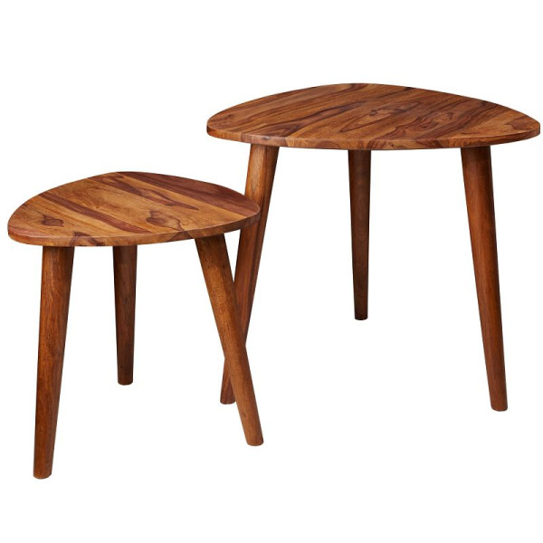 Wohnling Design Sheesham massief houten bijzettafel set van 2 klein, WL5.574