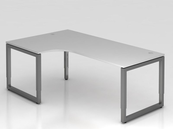 Hammerbacher hoektafel O-voet vierkant 200x120cm grijs/grafiet, hoekvorm 90°, links of rechts monteerbaar, VRS82/5/G