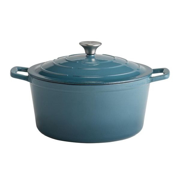 APS kookpot met deksel "5 STARS", gietijzeren braadpan, geschikt voor inductie, ovenbestendig, inclusief dekselhouder, Ø 28 cm, 6 liter, turquoise, 88315