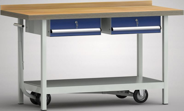 KLW professionele werkbank, verrijdbaar 1500 x 700 x 845 mm B x D x H, WP705N-1500M45-E7004