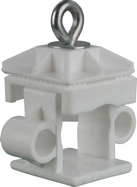 Schake bordklem, kunststof, wit, met ogen, voor 40 x 40 mm / Ø 42 mm schachtbuis, 31315