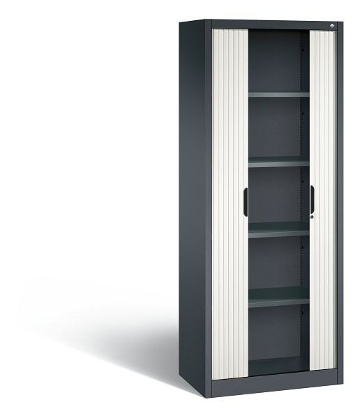 C+P rolluikkast Omnispace, H1980xB800xD420mm, kleur: zwartgrijs / verkeerswit, verzonken greep, 5 niveaus, 3201-00 S10319