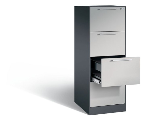 C+P hangarchiefkast Asisto, H1310xB440xD600mm, kleur: zwart grijs/wit aluminium, beugelgreep, 146 225-411 S10049