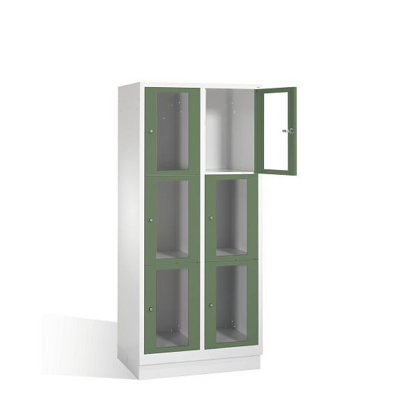C+P lockerkast Classic, H1800xW810xD500mm, kleur: lichtgrijs / reseda groen, 8020A223 S10004