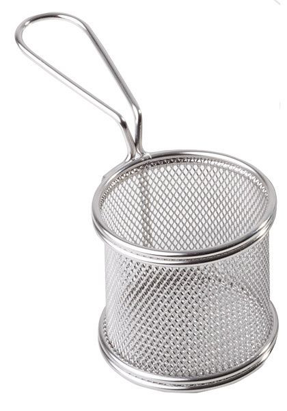 APS serveerfrituurmand, Ø 8 cm, hoogte: 7,5 cm, handvat 9,5 cm, roestvrij staal, -SNACK HOLDER-, 40600