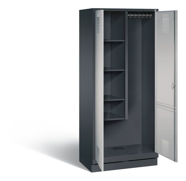 C+P reinigingsmiddelenkast Evolo, H1800xW810xD500mm, kleur: zwart-grijs/wit aluminium, 48120-02 S10046