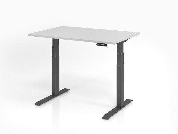 Hammerbacher bureau XDKB12, 120 x 80 cm, blad: grijs, 25 mm dik, ABS dikke rand, rechthoekige vorm, grafiet, VXDKB12/5/G
