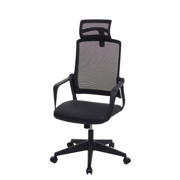 Mendler HWC-J52 bureaustoel, bureaustoel, ergonomische hoofdsteun, kunstleer, zwart, 81064