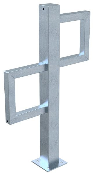 Schake enkele fietsstandaard, gemaakt van vierkante buis 80x80x3mm, hoogte: 900mm, met zijbeugels van 40x40x2mm, 40881