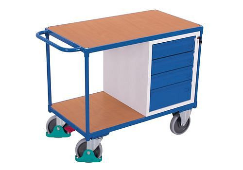 DENIOS classic-line werkplaatswagen met 2 laadvlakken en 4 laden, 271545