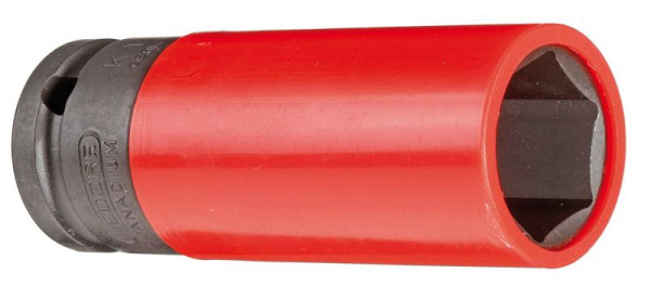 GEDORE powerschroevendraaierdop 1/2'' met zeskantige beschermhuls, lange vorm, 21 mm, verkeersrood, 2178230