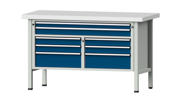 ANKE werkbanken kistwerkbank, model 259 V, 1500 x 700 x 900 mm, RAL 7035/5010, KSP 50 mm, 304.151