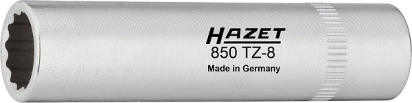 Hazet kettingkastdekselinzetstuk, vierkant hol 6,3 mm (1/4 inch), uitwendig dubbel zeskant tractieprofiel, 8 mm, 850TZ-8