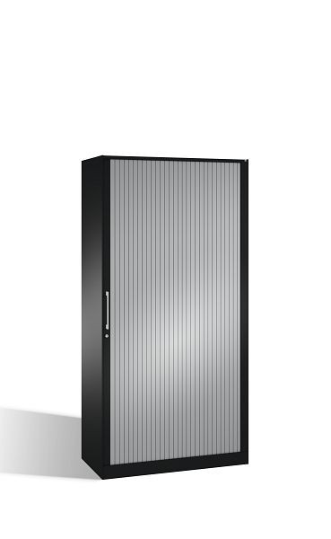 C+P rolluikkast Asisto, H1639xB1000xD435mm, kleur: zwart grijs/wit aluminium, beugelgreep, 4 niveaus, 143012-000 S10036