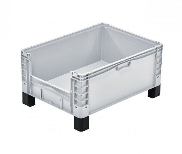 ALPHA Eurocontainer gesloten 800x600x320 mm met uitneemopening en voeten, 2604-GR