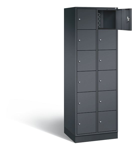 C+P lockerkast Intro, H1950xB620xD490mm, kleur: zwart-grijs, 8670-201 S10028
